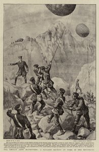 De Duitse Legermanoeuvres, Een Ballonsectie aan het Werk in de Bergen door William T. Maud